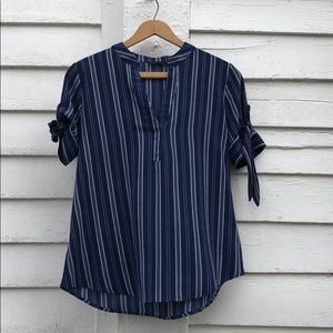 Blue and white light blouse